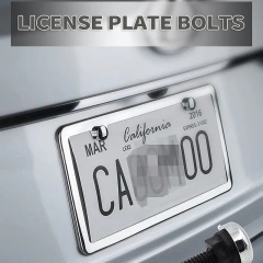 Set of 4 Pack Nylon Car License Plate Fasteners Screws Chrome ABS Caps Cover