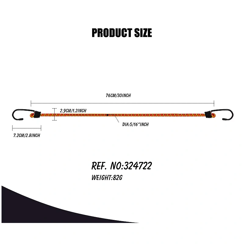 30" rubber bungee strap tie down cord