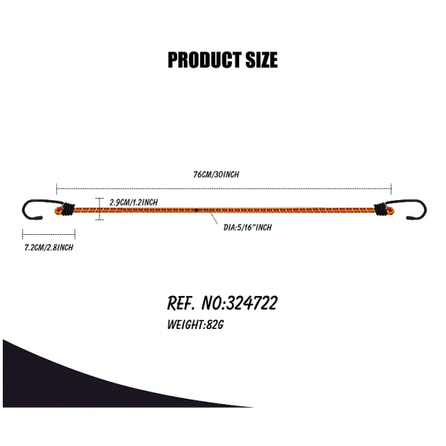 30" rubber bungee strap tie down cord