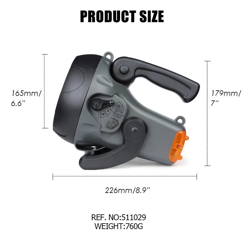 Rechargeable 10 Watt Handheld LED Spotlight Flashlight with Blinking Light 4000mAh Li-ion