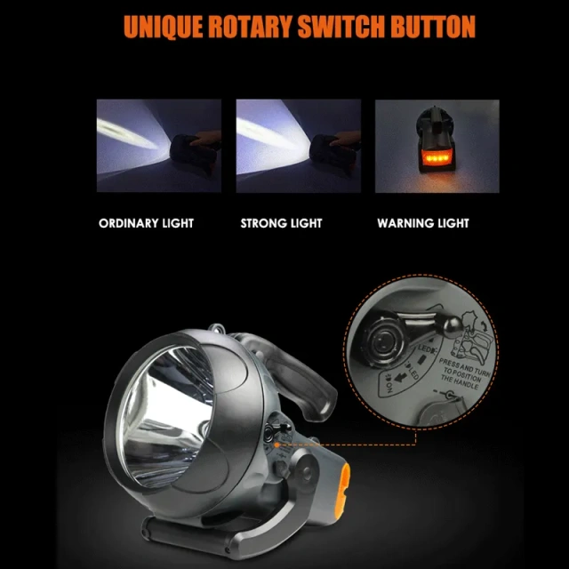 Rechargeable 10 Watt Handheld LED Spotlight Flashlight with Blinking Light