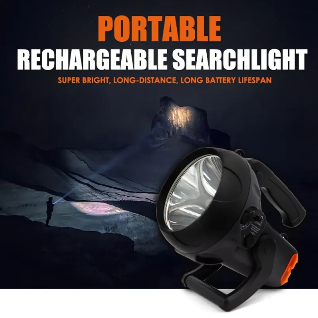 Rechargeable 10 Watt Handheld LED Spotlight Flashlight with Blinking Light 4000mAh Li-ion