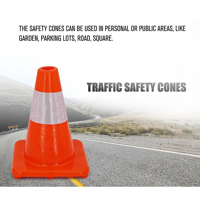 Traffic Safety Cones with Reflective Collars PVC Orange Construction Cone for Home Road Driveway Parking