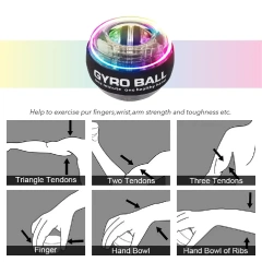 Auto Power Self-starting Wrist Gyro Power Spinner Ball Hand Exercises Ball Black