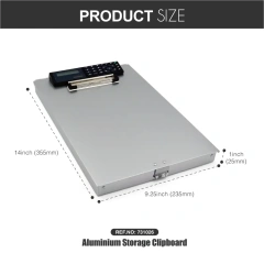 Metal Aluminum Dual Storage Foldable Folding Clipboard Box Nursing Metal with Calculator and Pen Holder Storage
