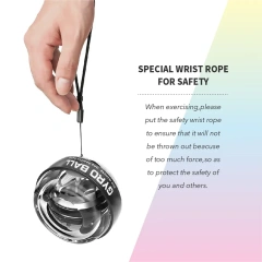 Auto Power Self-starting Wrist Gyro Power Spinner Ball Hand Exercises Ball Black