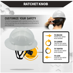 4 Point Ratcheting Personal Protective abs full brim protection hard safety hats hard