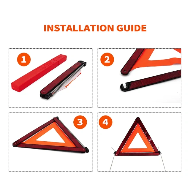 Foldable Red High Visibility Reflective Emergency Safety Warning Sign Triangle for Cars