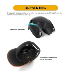 Lightweight ABS EVA Protective Bump Cap Insert Breathable Head Protection