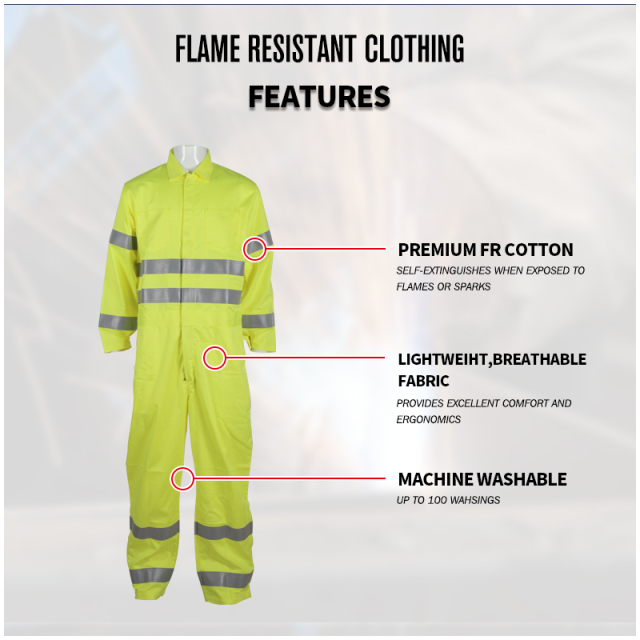 Working Fire Retardant FR Coverall Flame Resistant Reflective Safety Clothing With Reflective Tape