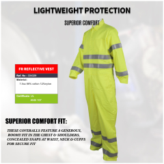 Working Fire Retardant FR Coverall Flame Resistant Reflective Safety Clothing With Reflective Tape