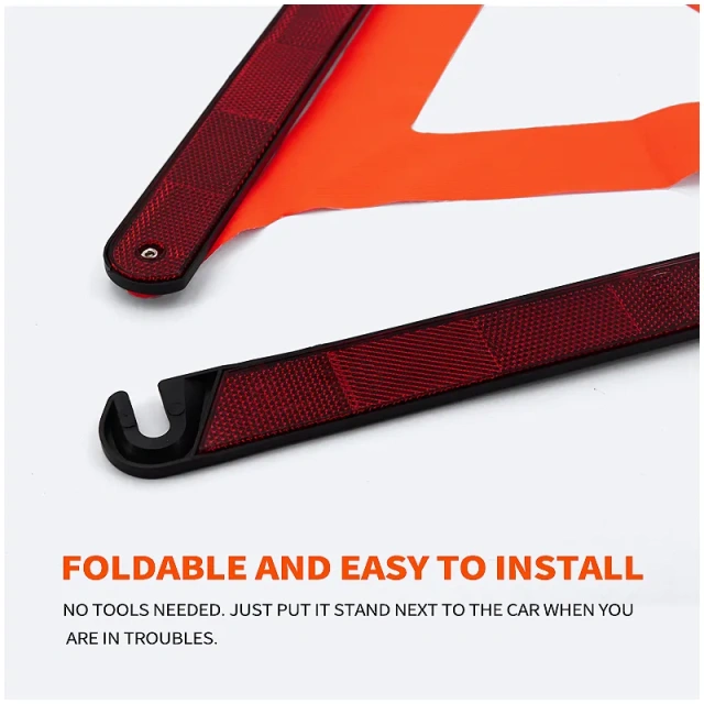Foldable Red High Visibility Reflective Emergency Safety Warning Sign Triangle for Cars