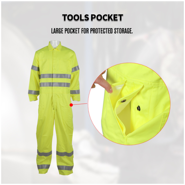 Working Fire Retardant FR Coverall Flame Resistant Reflective Safety Clothing With Reflective Tape