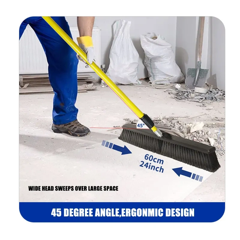 Heavy Duty Concrete Broom Heads Outdoor Push Hand Floor Road Scrub Brush