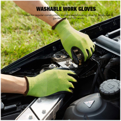 Polyurethane Rubber Latex Coated Fluorescent Gardening Work Safety Gloves for Construction