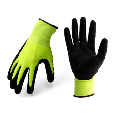 Polyurethane Rubber Latex Coated Fluorescent Gardening Work Safety Gloves for Construction