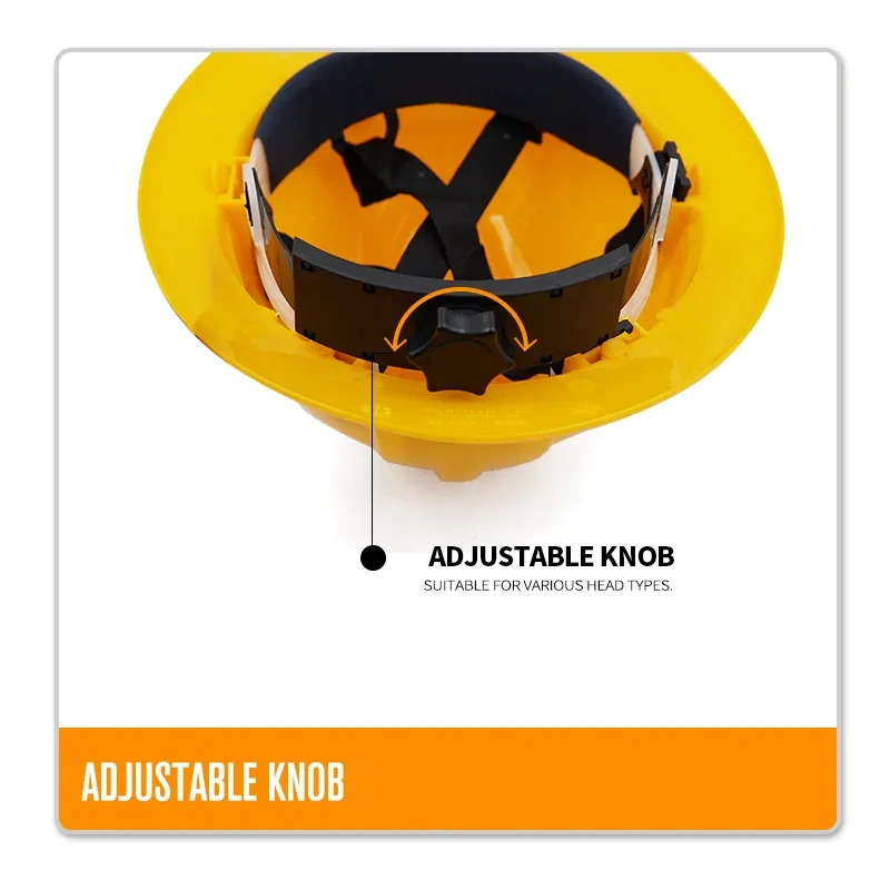 Industrial Full Brim Hard Hat Work Safety Helmet with Adjustable 6 Point Ratchet Suspension