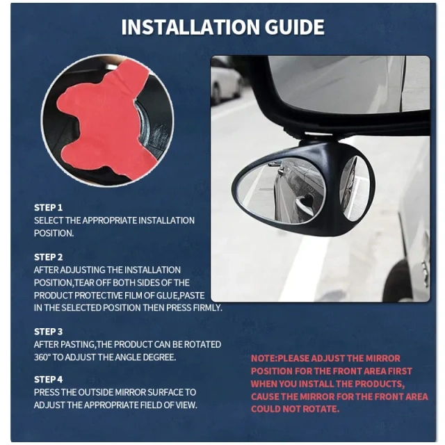 Adjustable Triangle Double Lens Left Blind Spot Rear View Mirrors for Car