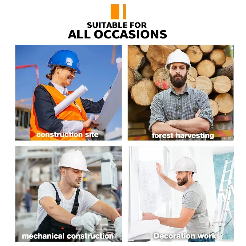 Industrial Full Brim Hard Hat Work Safety Helmet with Adjustable 6 Point Ratchet Suspension