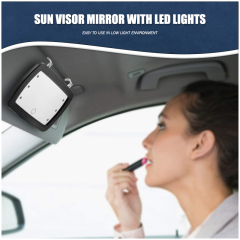 Led Car Make-up Make Up Car Vanity Mirror Visor Attachable with Led Lights