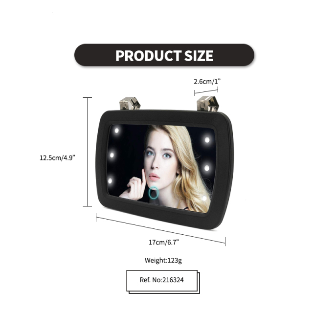 Led Car Make-up Make Up Car Vanity Mirror Visor Attachable with Led Lights