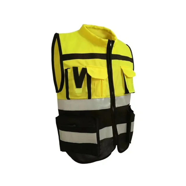 Customizable Logo High Visibility Yellow Construction Work Engineer Breathable Reflective Safety Vest Clothing