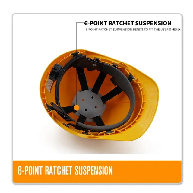 Security Personal Protective Vented Work Safety Helmet Hard Hat with 6-point Adjustable Ratchet Suspension