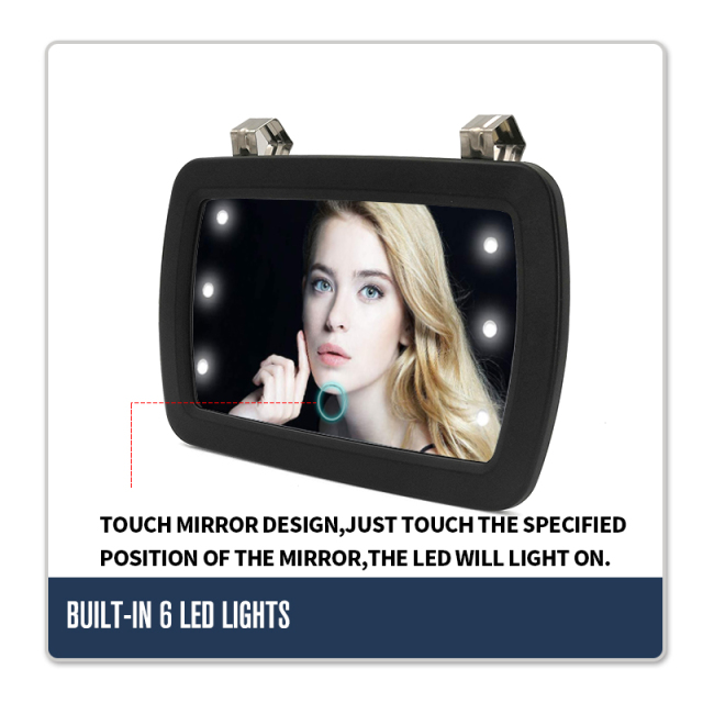 Led Car Make-up Make Up Car Vanity Mirror Visor Attachable with Led Lights