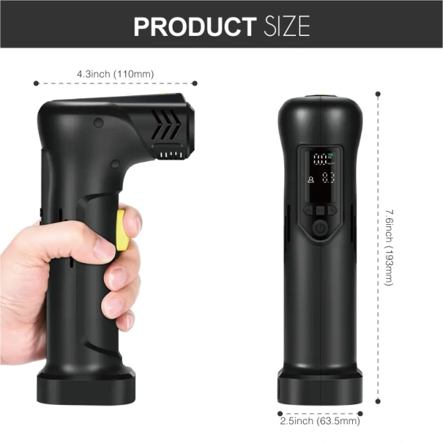 12V Wireless Cordless Rechargeable Digital Display Tyre Compressor Tire Pressure Inflator Gauge Digital for Car/Bike/Balls