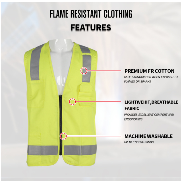 High Visibility Reflective FR Coat Flame Resistant Clothing Safety Vest