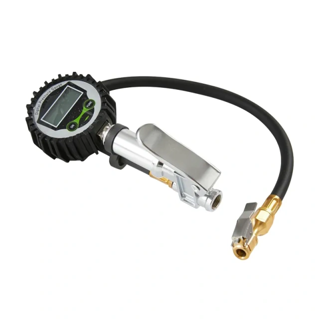 Tire inflating gun with digital tire pressure gauge