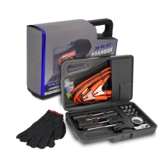 Custom Universal 30 pieces Tool Set Auto Car Emergency repair and rescue Kit With Jumper Cables