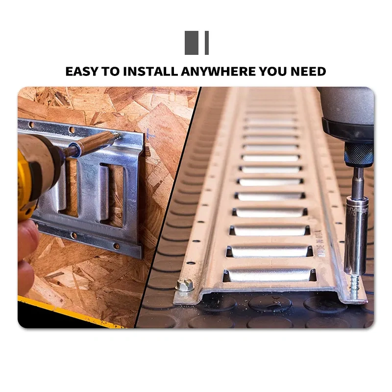 Galvanized Steel E-Track Tie-Downs Horizontal E-Tracks Bolt-On Tie Down Rails for Cargo on Pickups, Trucks, Trailers, Vans