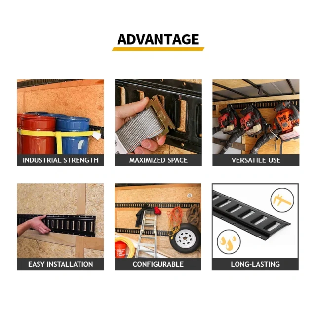 Powder-Coated Steel E-Track Tie-Downs Horizontal E-Tracks Bolt-On Tie Down Rails for Cargo on Pickups, Trucks, Trailers, Vans