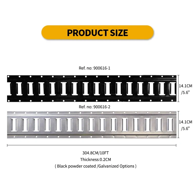 Powder-Coated Steel E-Track Tie-Downs Horizontal E-Tracks Bolt-On Tie Down Rails for Cargo on Pickups, Trucks, Trailers, Vans