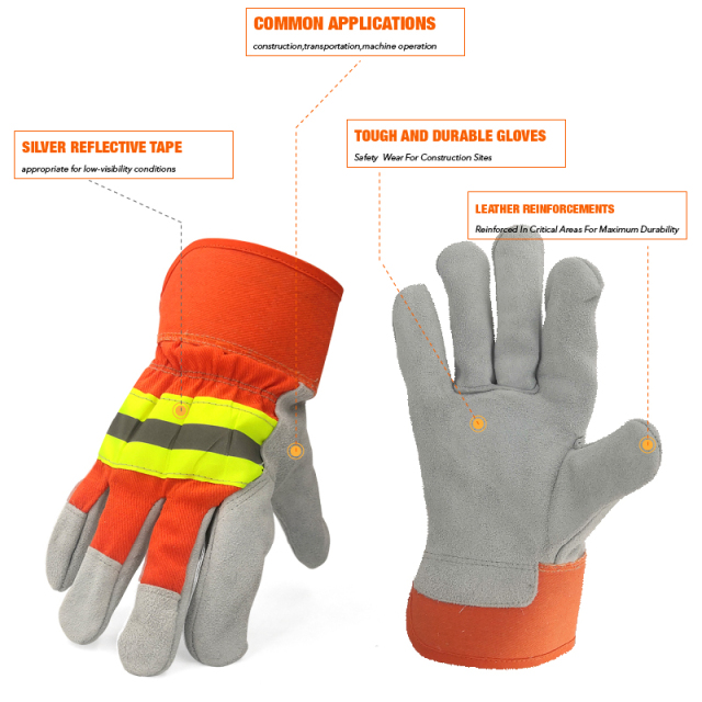 Heavy Duty Durable Cowhide Leather Working Safety Gloves for Warehouse Gardening Farming