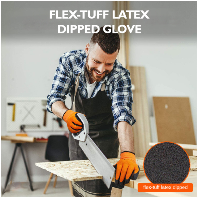 Flex-Tuff Latex Dipped Nitrile Gardening And Nitrile Flat Dip Work Gloves
