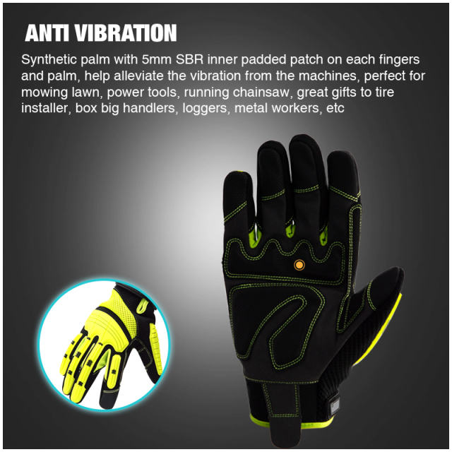 Anti Vibration Work Gloves SBR Fingers & Palm Padded Men Safety Impact Reducing Gloves