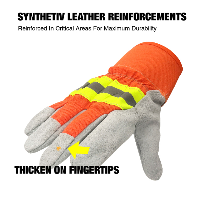 Heavy Duty Durable Cowhide Leather Working Safety Gloves for Warehouse Gardening Farming
