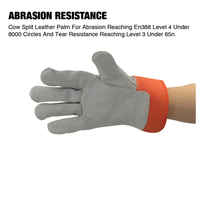 Heavy Duty Durable Cowhide Leather Working Safety Gloves for Warehouse Gardening Farming