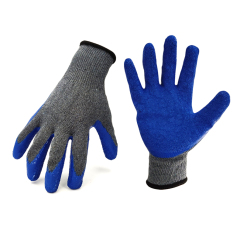 Crinkle Pattern Nitrile Blue Crinkle Coated Rubber Latex Coated Working Hand Gloves For Construction