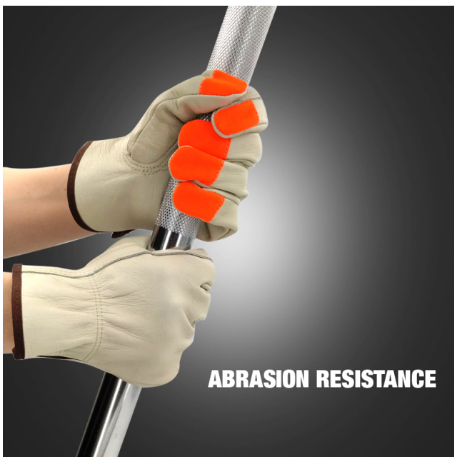 Heavy Duty Durable Cowhide Leather Work Gloves Driver Gloves for Truck Driving, Warehouse, Gardening, Farming