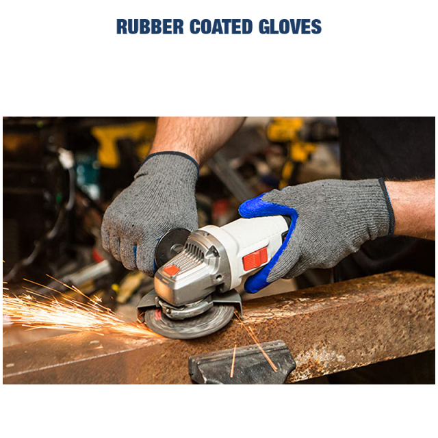 Crinkle Pattern Nitrile Blue Crinkle Coated Rubber Latex Coated Working Hand Gloves For Construction