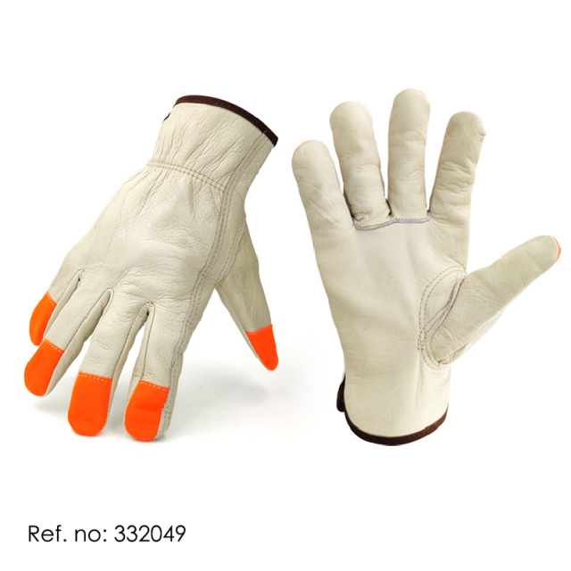 Heavy Duty Durable Cowhide Leather Work Gloves Driver Gloves for Truck Driving, Warehouse, Gardening, Farming