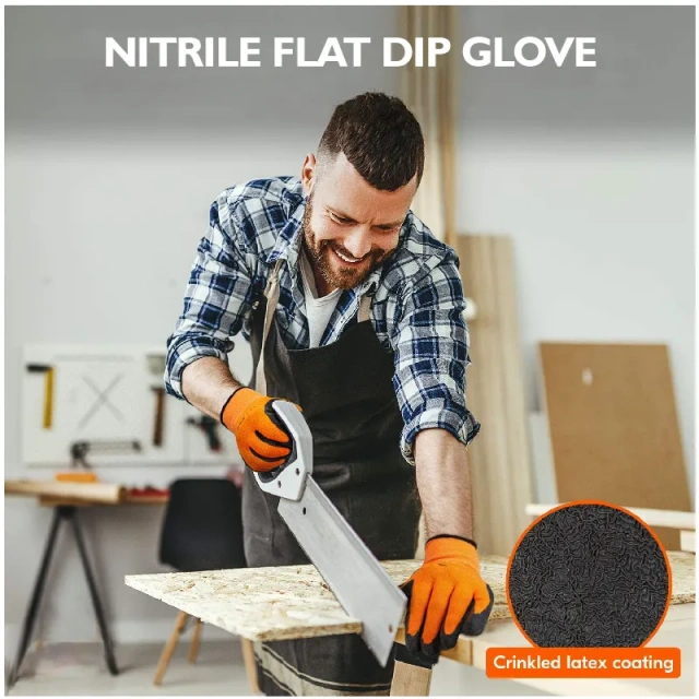 Latex Rubber Coated Gardening and Work Gloves Nitrile Flat Dip Glove Nitrile Coating Gardening and Work Gloves