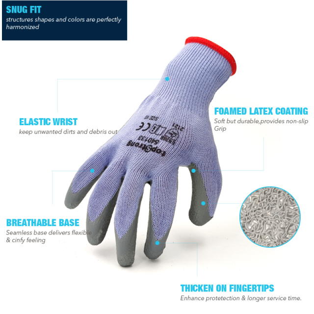 Rubber Coated Work Gloves Nitrile Latex Dip Glove Gardening and Work Gloves