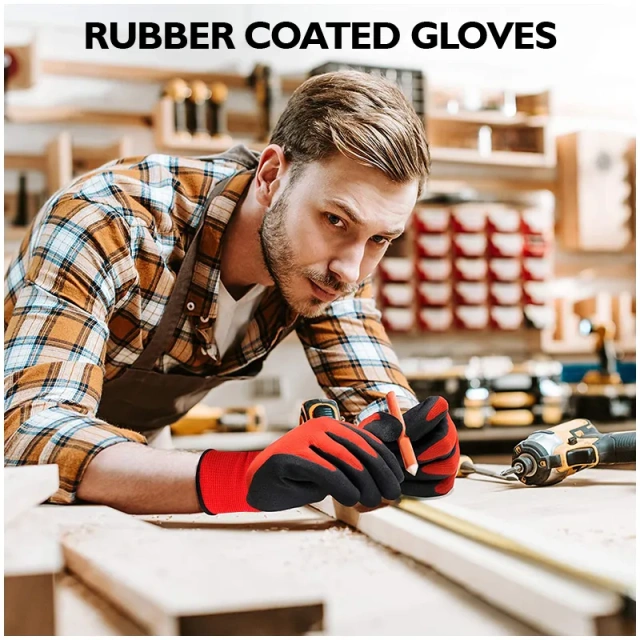 Breathable Rubber Coated Gloves Work Gloves Nitrile Latex Dip Glove Gardening