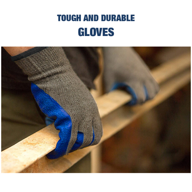 Crinkle Pattern Nitrile Blue Crinkle Coated Rubber Latex Coated Working Hand Gloves For Construction
