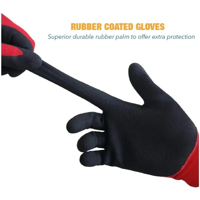 Breathable Rubber Coated Gloves Work Gloves Nitrile Latex Dip Glove Gardening