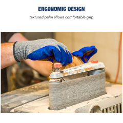 Crinkle Pattern Nitrile Blue Crinkle Coated Rubber Latex Coated Working Hand Gloves For Construction